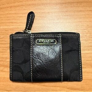 Coach Signature BLACK Skinny ID Case Coin Case Key Ring